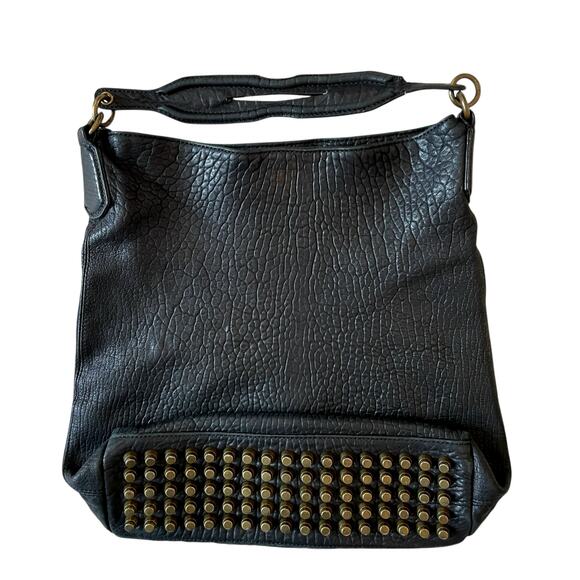 ALEXANDER WANG Black Pebbled Lambskin Studded Dumbo Darcy Hobo Handbag Purse - Picture 3 of 16